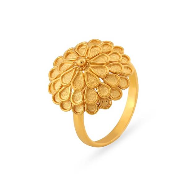 Floral Layered Gold Finger Ring